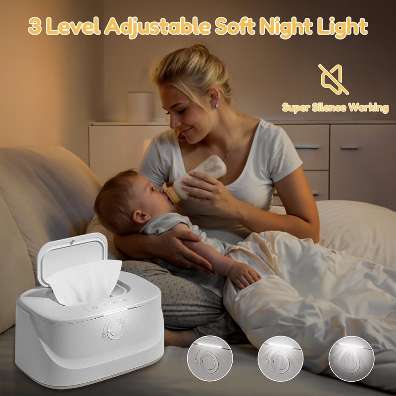Zertylre Baby Wipe Warmer with Night Light,Innovative Spring Design,Baby Wet Wipes Dispenser for Large Wipes,Wipes Warmer for Newborn Baby,Temperature Display,3 Modes of Temperature Heating Control - Image 4